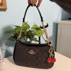Coach Signature Black and Brown Shoulder Bag